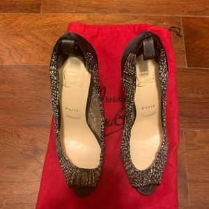 Christian Louboutin Black and White Peep toe Heels